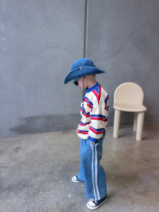 Brunswick Long Sleeve Ringer Tee - Red/Blue Stripe