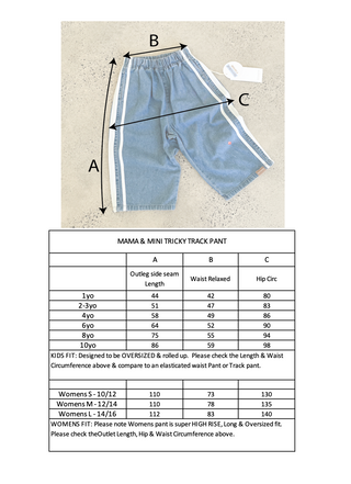WS Mama & Mini Tricky Track Pant - Denim Side Stripe