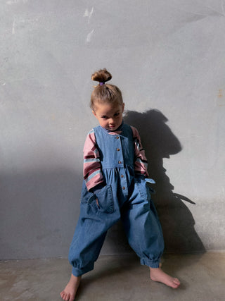 Bubble Bow Overall - Lucky Blue