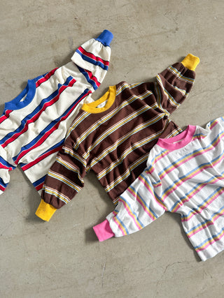 Brunswick Long Sleeve Ringer Tee -Brown Stripe