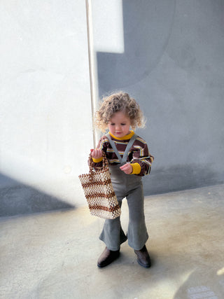 Brunswick Long Sleeve Ringer Tee -Brown Stripe
