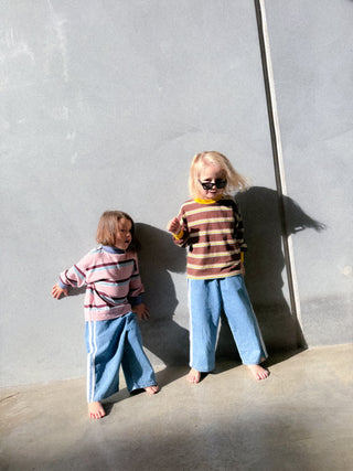 Brunswick Long Sleeve Ringer Tee -Brown Stripe