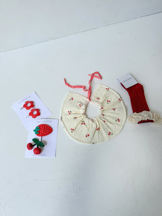 Ruffle Collar Bib - Cherry