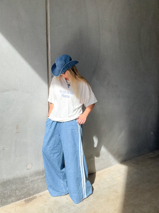 WS Mama & Mini Tricky Track Pant - Denim Side Stripe