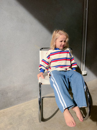 Brunswick Long Sleeve Ringer Tee - Red/Blue Stripe