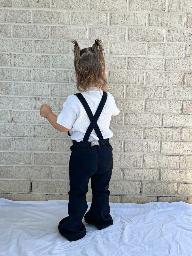 Farrah Flare Overall - Faded Black