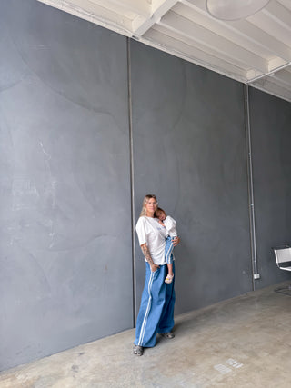 WS Mama & Mini Tricky Track Pant - Denim Side Stripe