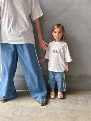 WS Mama & Mini Tricky Track Pant - Denim Side Stripe