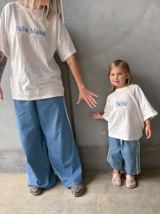 WS Mama & Mini Tricky Track Pant - Denim Side Stripe