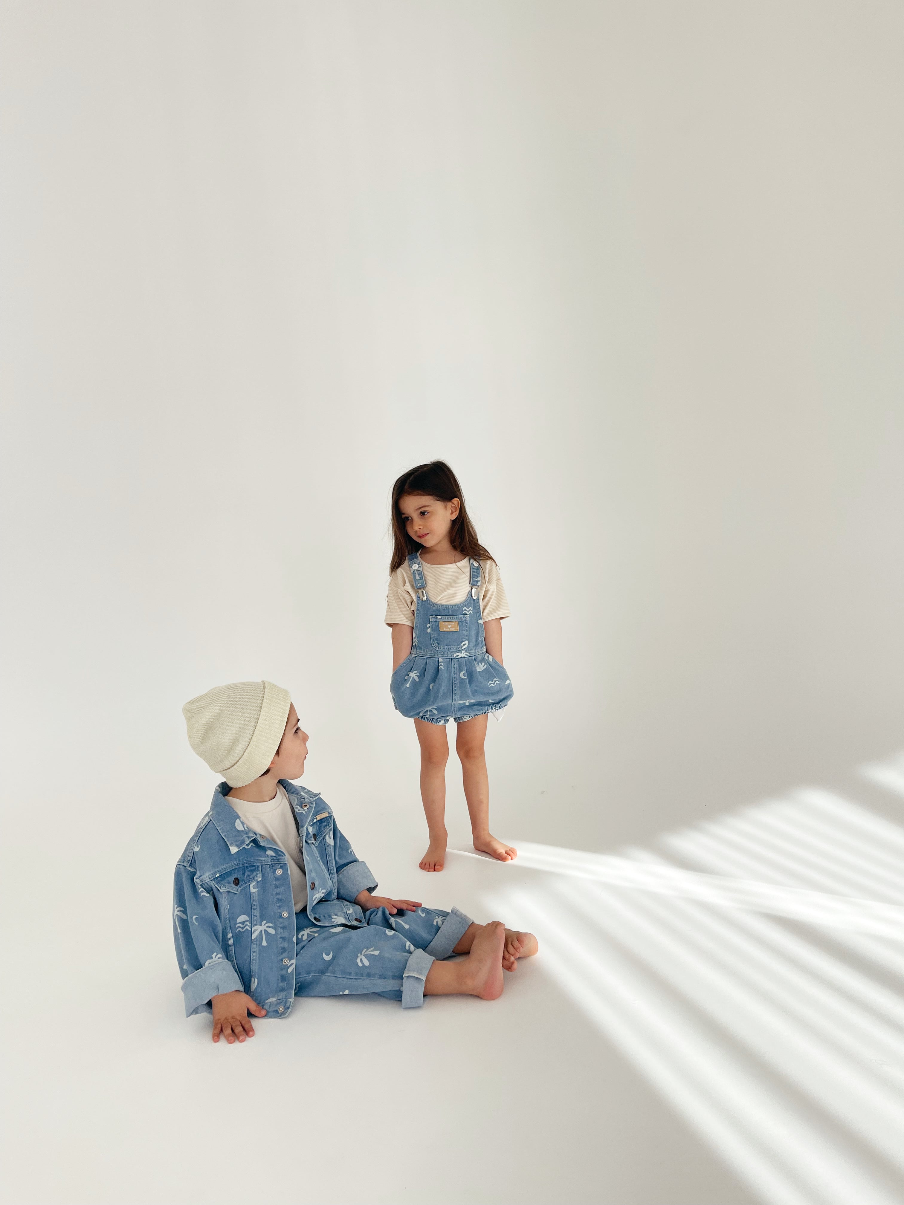 Bowie Bubble Romper - Cali Print Denim