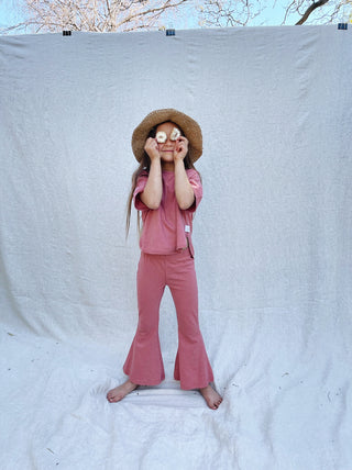 Hippie Hemp Flare Set- Desert Rose Hemp- Size 6mo & 1yo Left