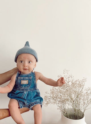 Bowie Bubble Romper - Ziggy Blue Hemp Denim - SAMPLE SALE