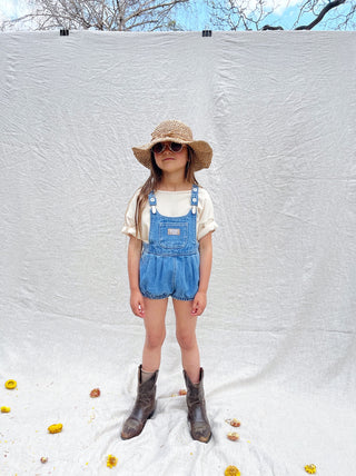 Bowie Bubble Romper - Ziggy Blue Hemp Denim - SAMPLE SALE