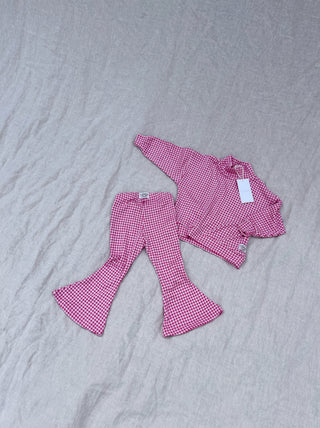 Checkmate Lounge Flare Set- Pink Check