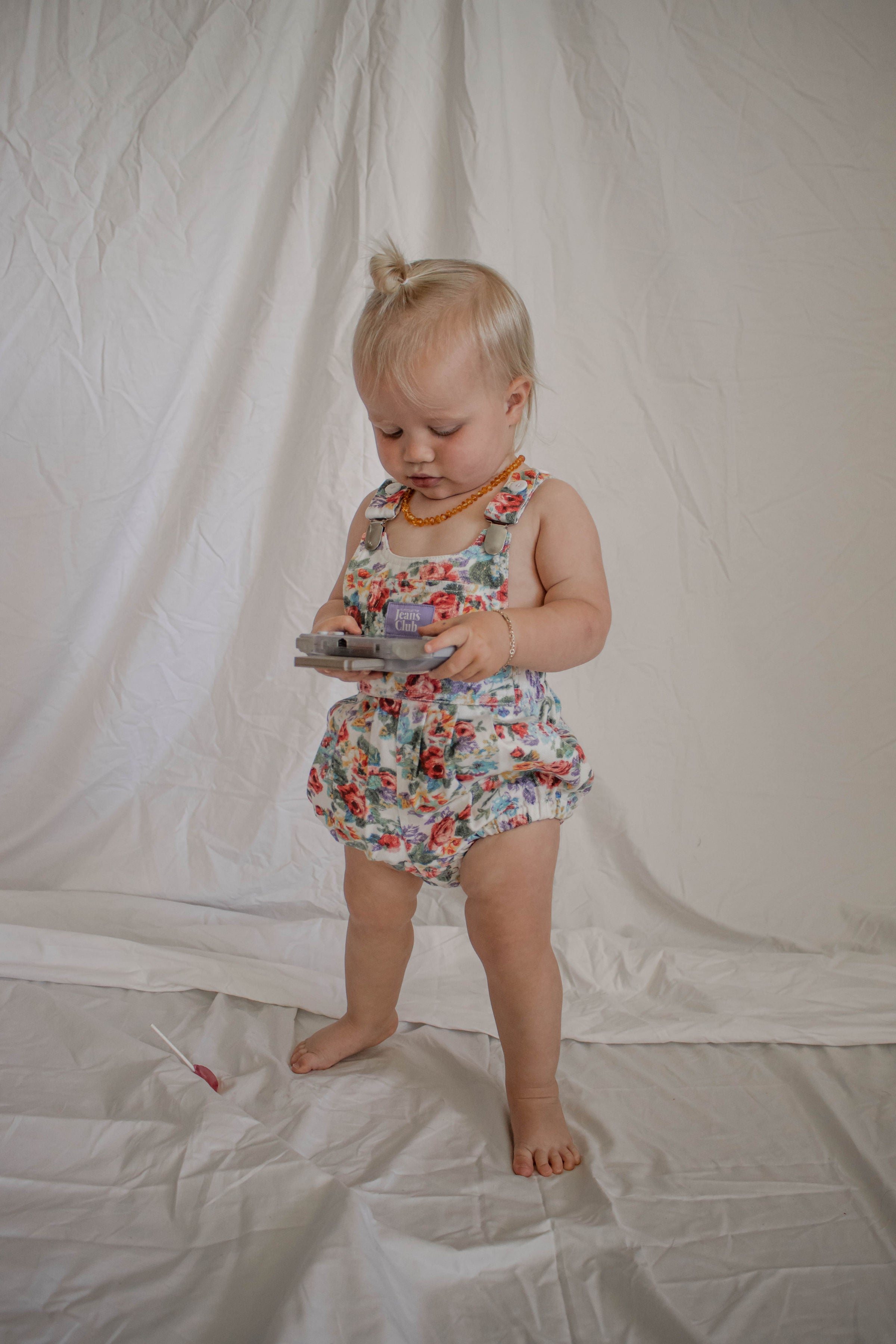 Bowie Bubble Romper -Floral Denim