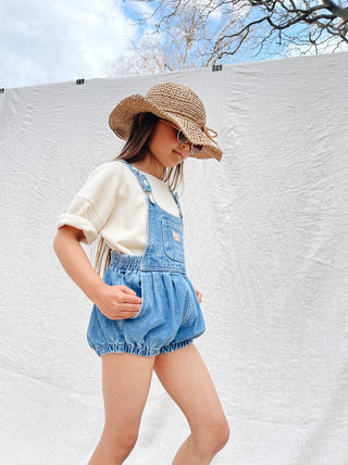 Bowie Bubble Romper - Ziggy Blue Hemp Denim - SAMPLE SALE
