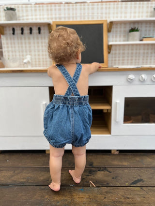 Bowie Bubble Romper - Ziggy Blue Hemp Denim - SAMPLE SALE