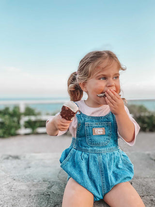 Bowie Bubble Romper - Ziggy Blue Hemp Denim - SAMPLE SALE